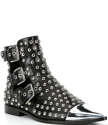 Jeffrey Campbell Trespass Leather Studded Toe Cap Booties