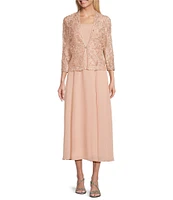 Jessica Howard 3/4 Sleeve Scoop Neck Soutache Mesh 2-Piece Jacket Dress