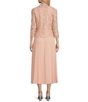 Jessica Howard 3/4 Sleeve Scoop Neck Soutache Mesh 2-Piece Jacket Dress