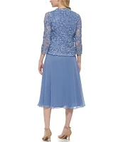 Jessica Howard 3/4 Sleeve Scoop Neck Soutache Mesh 2-Piece Jacket Dress