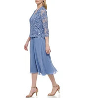 Jessica Howard 3/4 Sleeve Scoop Neck Soutache Mesh 2-Piece Jacket Dress