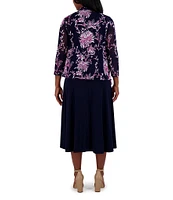 Jessica Howard Crew Neck 3/4 Sleeve Ruched Waist 2 Piece Jacket Dress