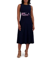 Jessica Howard Crew Neck 3/4 Sleeve Ruched Waist 2 Piece Jacket Dress
