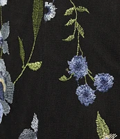 Jessica Howard Crew Neck Elbow Sleeve Floral Embroidered Fit-and-Flare Dress
