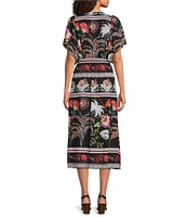 Jessica Howard Fiesta Print Smocked Waist Midi Dress