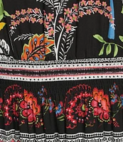 Jessica Howard Fiesta Print Smocked Waist Midi Dress