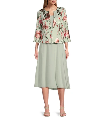 Jessica Howard Floral Print Chiffon Jacket Dress