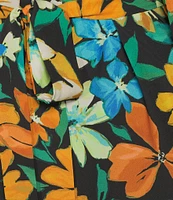 Jessica Howard Floral Print Split V-Neck 3/4 Sleeve Fit-And-Flare Dress