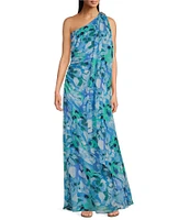 Jessica Howard One Shoulder Floral Print Dress
