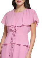 Jessica Howard Petite Size Crew Neck Short Sleeve Chiffon 2-Piece Jacket Dress