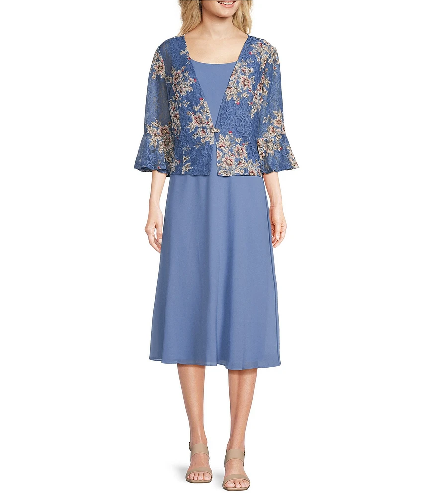 Jessica Howard Petite Size Floral Lace Jacket Dress