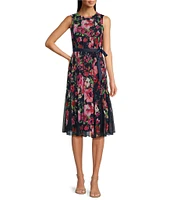 Jessica Howard Petite Size Floral Print Mesh Dress