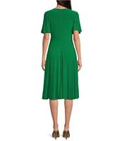 Jessica Howard Petite Size Short Sleeve Novelty Hardware Midi Dress