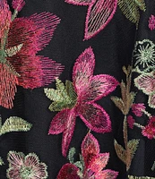 Jessica Howard Petite Size Sleeveless V-Neck Floral Embroidered Dress