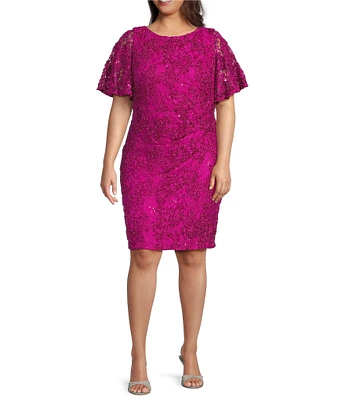 Jessica Howard Plus Size Boat Neck Soutache Sheath Dress