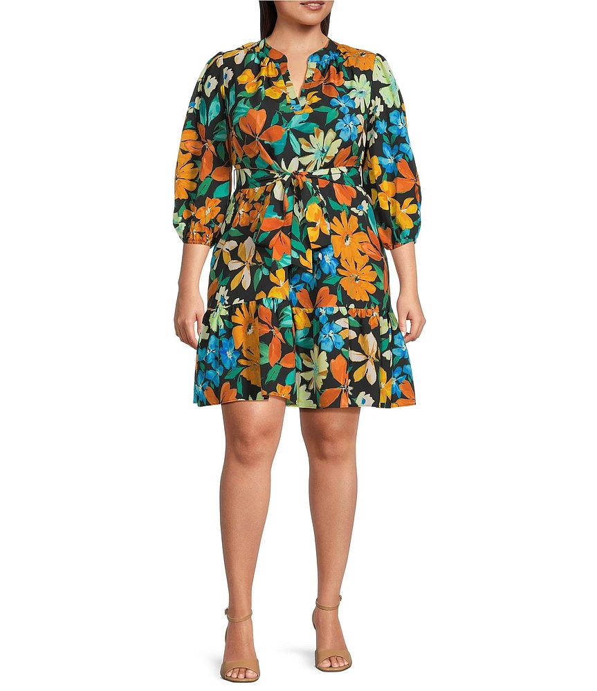 Jessica Howard Plus Size Floral Print Fit and Flare Dress