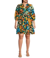 Jessica Howard Plus Size Floral Print Fit and Flare Dress