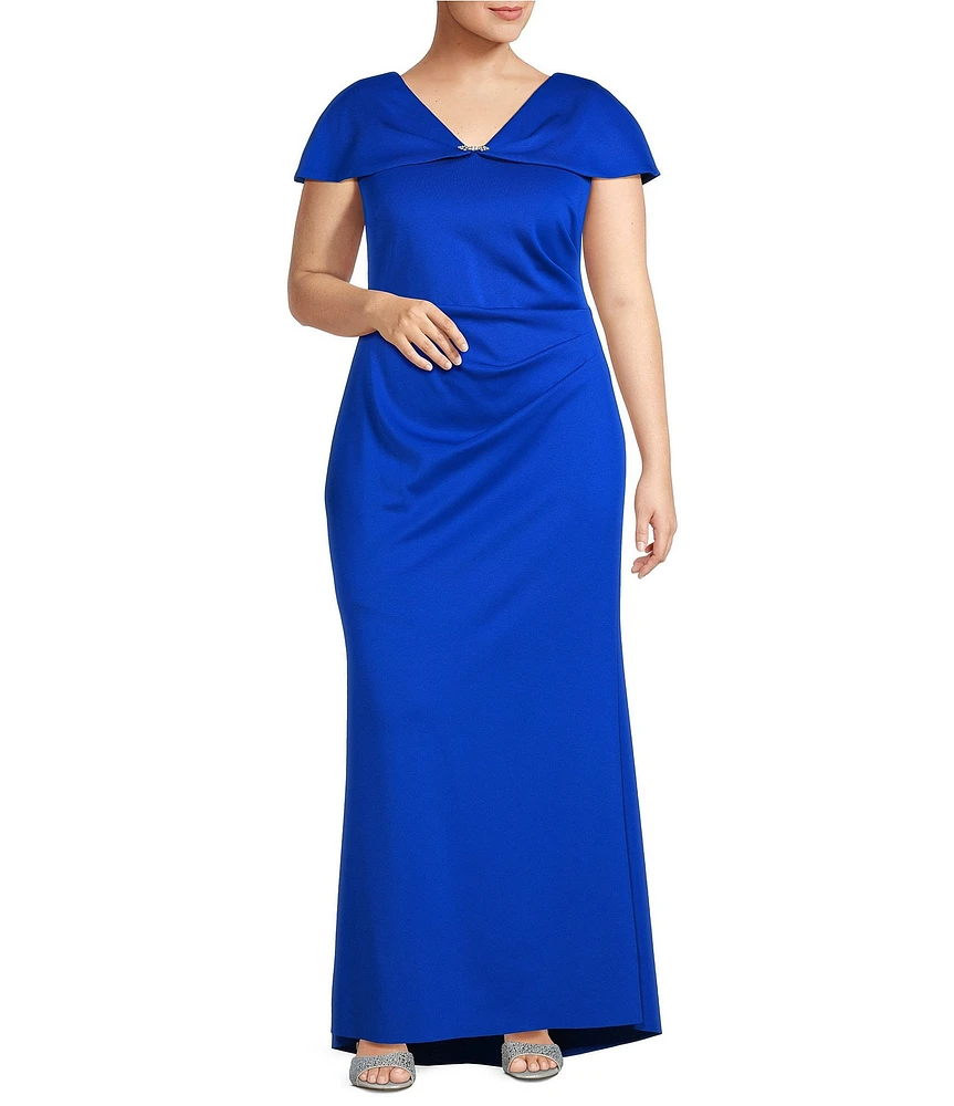 Jessica Howard Plus Size Scuba Knit Short Sleeve Sheath Dress