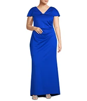 Jessica Howard Plus Size Scuba Knit Short Sleeve Sheath Dress