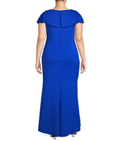 Jessica Howard Plus Size Scuba Knit Short Sleeve Sheath Dress