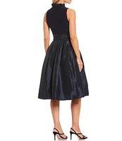 Jessica Howard Ruffle V-Neck Sleeveless Tie Waist Pleated Fit and Flare Dress