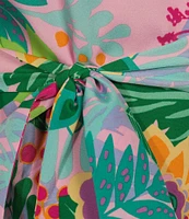Jessica Howard Tropical Floral Short Balloon Sleeve V-Neck Collar Shirt Dress