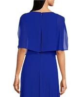 Jessica Howard Split Sleeve Tie Waist Round Neck High-Low Popover Dress
