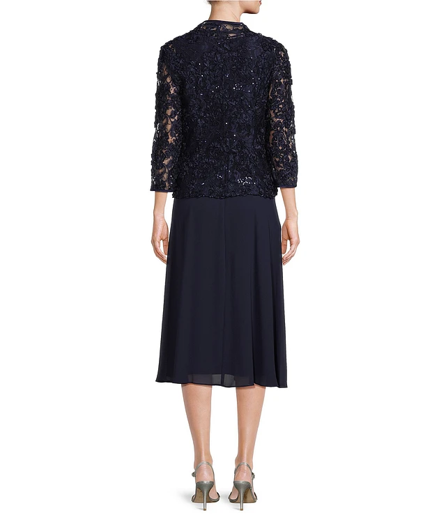 Compare Jessica Howard Soutache Mesh Scoop Neck 3/4 Sleeve 2-Piece Jacket  Dress | Hamilton Place
