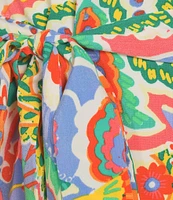 Jessica Howard Split V-Neck Floral Print 3/4 Sleeve A-Line Dress
