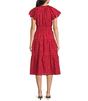 Jessica Howard Split V-Neck Short Sleeve A-Line Dress