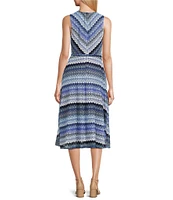 Jessica Howard Striped Crochet Lace Fit and Flare Midi Dress