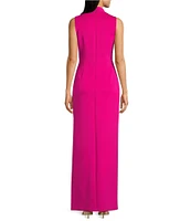 Jessica Howard V-Neck Bow Waist Long Sheath Dress