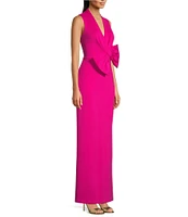 Jessica Howard V-Neck Bow Waist Long Sheath Dress