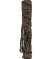 Jessica Simpson Asire Camo Rhinestone Western Fringe Boots