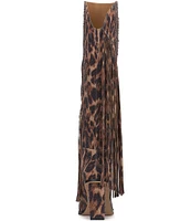 Jessica Simpson Asire Leopard Rhinestone Western Fringe Boots