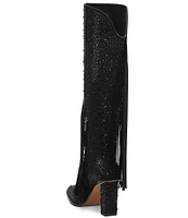 Jessica Simpson Asire Rhinestone Western Fringe Boots