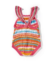 Jessica Simpson Baby Girls Newborn-9 Months Sleeveless Striped Crocheted-Pattern Bodysuit