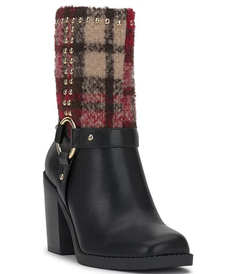 Jessica Simpson Bernique Plaid Hardware Stud Moto Winter Booties