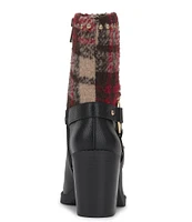 Jessica Simpson Bernique Plaid Hardware Stud Moto Winter Booties