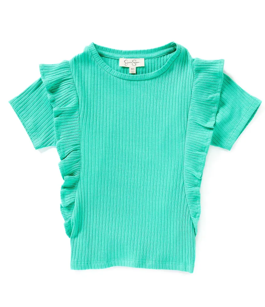 Jessica Simpson Big Girls 7-16 Short Sleeve Ruffle Side Top