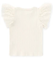 Jessica Simpson Big Girls 7-16 Eyelet Sleeve Variegated Rib-Knit Sweater Top