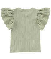 Jessica Simpson Big Girls 7-16 Eyelet Sleeve Variegated Rib-Knit Sweater Top