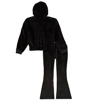 Jessica Simpson Big Girls 7-16 Long Sleeve Velour Hooded Jacket & Matching Flared-Leg Jogger Pants Set