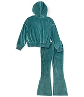 Jessica Simpson Big Girls 7-16 Long Sleeve Velour Hooded Jacket & Matching Flared-Leg Jogger Pants Set