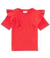 Jessica Simpson Big Girls 7-16 Ruffled Rib-Knit T-Shirt