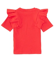 Jessica Simpson Big Girls 7-16 Ruffled Rib-Knit T-Shirt