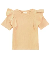 Jessica Simpson Big Girls 7-16 Ruffled Rib-Knit T-Shirt