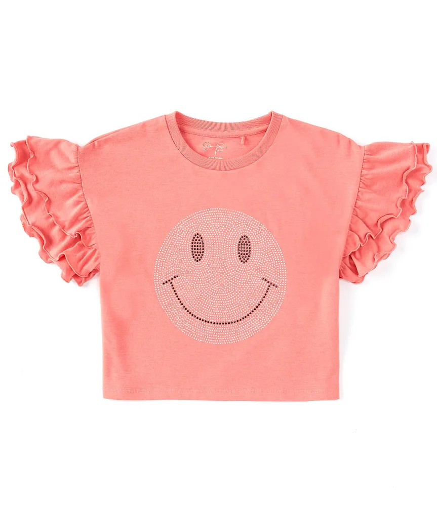 Jessica Simpson Big Girls 7-16 Short Ruffle Sleeve Smile Graphic T-Shirt