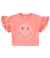 Jessica Simpson Big Girls 7-16 Short Ruffle Sleeve Smile Graphic T-Shirt