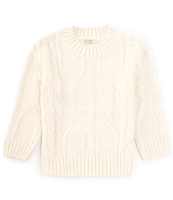 Jessica Simpson Big Girls Long Sleeve Cabled Chenille Sweater